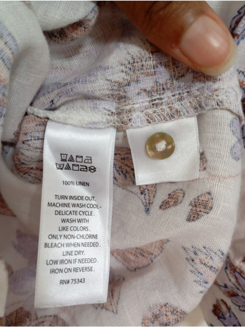 Rachel Zoe Womens 100% Linen Floral Button-Up Shirt Size M - Picture 6 of 13